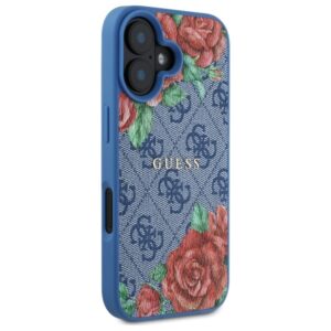 Guess GUHMP16SP4ROPEMCB Apple iPhone 16 6.1" blue kietas dėklas 4G Flowers Print MagSafe - Image 4