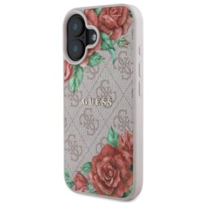 Guess GUHMP16SP4ROPEMCP Apple iPhone 16 6.1" rožinės spalvos kietas dėklas 4G Flowers Print MagSafe - Image 2