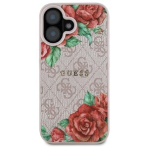 Guess GUHMP16SP4ROPEMCP Apple iPhone 16 6.1" rožinės spalvos kietas dėklas 4G Flowers Print MagSafe - Image 3