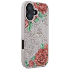 Guess GUHMP16SP4ROPEMCP Apple iPhone 16 6.1" rožinės spalvos kietas dėklas 4G Flowers Print MagSafe - Image 4