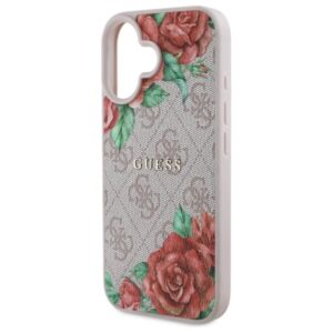 Guess GUHMP16SP4ROPEMCP Apple iPhone 16 6.1" rožinės spalvos kietas dėklas 4G Flowers Print MagSafe - Image 6