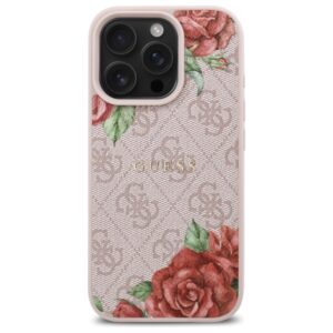 Guess GUHMP16LP4ROPEMCP Apple iPhone 16 Pro 6.3" rožinės spalvos kietas dėklas 4G Flowers Print MagSafe - Image 3