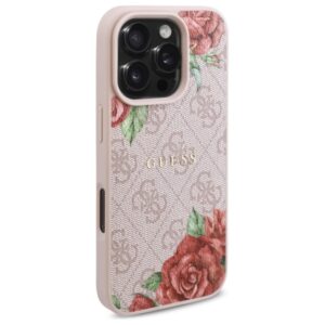 Guess GUHMP16LP4ROPEMCP Apple iPhone 16 Pro 6.3" rožinės spalvos kietas dėklas 4G Flowers Print MagSafe - Image 4
