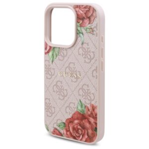 Guess GUHMP16LP4ROPEMCP Apple iPhone 16 Pro 6.3" rožinės spalvos kietas dėklas 4G Flowers Print MagSafe - Image 6