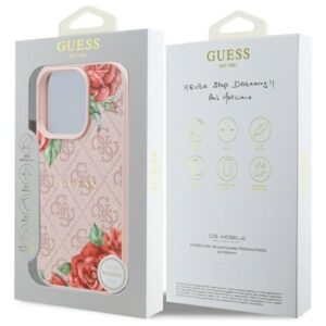 Guess GUHMP16LP4ROPEMCP Apple iPhone 16 Pro 6.3" rožinės spalvos kietas dėklas 4G Flowers Print MagSafe - Image 8