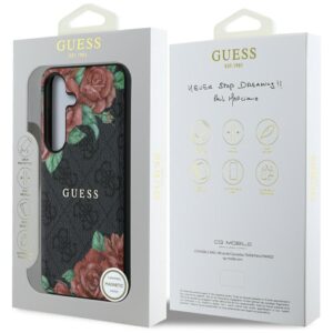 Guess Leather 4G Flowers Print Metal Classic Logo MagSafe Samsung Galaxy S25 dėklas juodos spalvos - Image 8