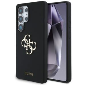Dėklas Guess Silicone Big 4G Logo Bottom Script Samsung Galaxy S25 Ultra juodos spalvos