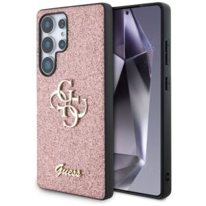 Dėklas Guess Fixed Glitter Big 4G Metal Logo Samsung Galaxy S25 Ultra rožinės spalvos