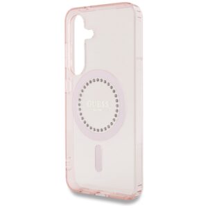 Dėklas Guess Rhinestones Printed Classic Logo MagSafe Samsung Galaxy S25 rožinės spalvos - Image 6