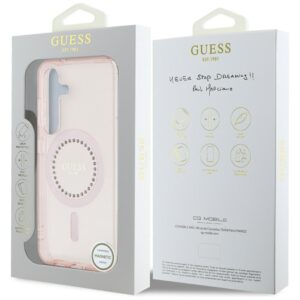 Dėklas Guess Rhinestones Printed Classic Logo MagSafe Samsung Galaxy S25 rožinės spalvos - Image 8