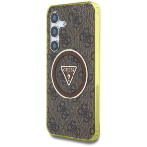 Dėklas Guess 4G Glitter Triangle Buttons MagSafe Samsung Galaxy S25 rudos spalvos - Image 2