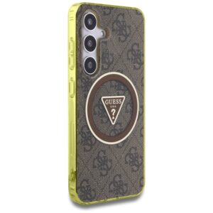 Dėklas Guess 4G Glitter Triangle Buttons MagSafe Samsung Galaxy S25 rudos spalvos - Image 4