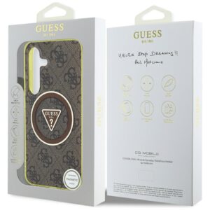 Dėklas Guess 4G Glitter Triangle Buttons MagSafe Samsung Galaxy S25 rudos spalvos - Image 8