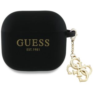 Guess GUA4LECG4K AirPods 4 dėklas juodos spalvos Silicone 4G Charm - Image 1