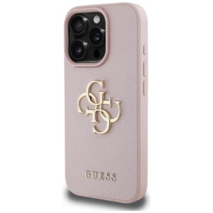 Dėklas Guess Grained Big 4G Logo Small Classic Logo Apple iPhone 16 Pro rožinės spalvos - Image 2