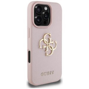 Dėklas Guess Grained Big 4G Logo Small Classic Logo Apple iPhone 16 Pro rožinės spalvos - Image 4