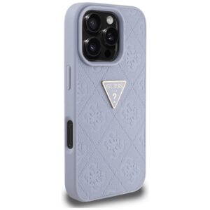 Dėklas Guess Hot Stamp 4G Pattern Triangle Metal Logo Apple iPhone 16 Pro Max violetinės spalvos - Image 4