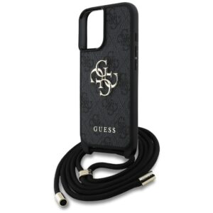 Dėklas Guess 4G Big Logo Cord Stap Crossbody Apple iPhone 16 Plus juodos spalvos - Image 5