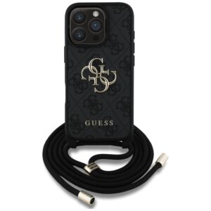 Dėklas Guess 4G Big Logo Cord Stap Crossbody Apple iPhone 16 Pro Max juodos spalvos - Image 2