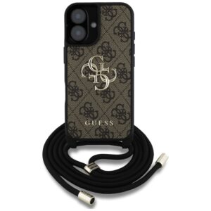 Dėklas Guess 4G Big Logo Cord Stap Crossbody Apple iPhone 16 Plus rudos spalvos - Image 2