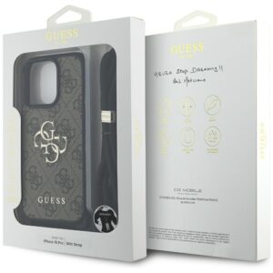 Dėklas Guess 4G Big Logo Cord Stap Crossbody Apple iPhone 16 Pro rudos spalvos - Image 7