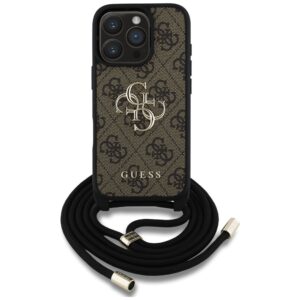 Dėklas Guess 4G Big Logo Cord Stap Crossbody Apple iPhone 16 Pro Max rudos spalvos - Image 2