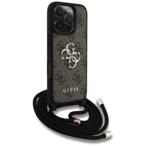 Dėklas Guess 4G Big Logo Cord Stap Crossbody Apple iPhone 16 Pro Max rudos spalvos - Image 3
