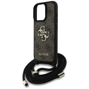 Dėklas Guess 4G Big Logo Cord Stap Crossbody Apple iPhone 16 Pro Max rudos spalvos - Image 5