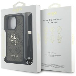Dėklas Guess 4G Big Logo Cord Stap Crossbody Apple iPhone 16 Pro Max rudos spalvos - Image 7