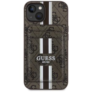Dėklas Guess 4G Stripes with wallet Magsafe Apple iPhone 15 rudos spalvos - Image 2