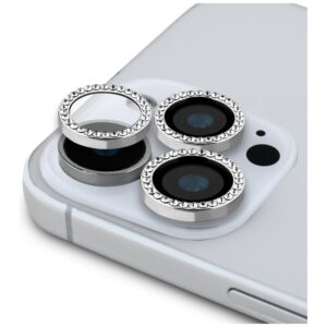 Set 2-in-1 Guess BP Rhinestone screen and camera lens glass skirtas Apple iPhone 16 Pro Max silver - Image 3