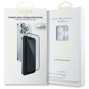 Set 2-in-1 Guess BP Rhinestone screen and camera lens glass skirtas Apple iPhone 16 Pro Max silver - Image 4