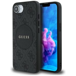 Dėklas Guess 4G Circle Classic Logo MagSafe Apple iPhone 16e / 17e juodos spalvos