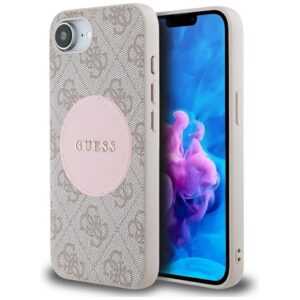 Dėklas Guess 4G Circle Classic Logo MagSafe Apple iPhone 16e / 17e rožinės spalvos