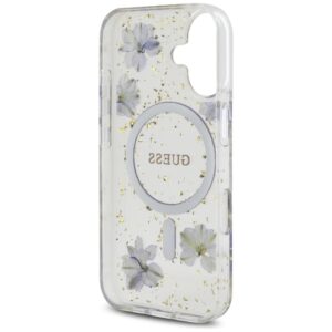 Dėklas Guess Resin Flowers Glitter MagSafe Apple iPhone 16 violetinės spalvos - Image 7