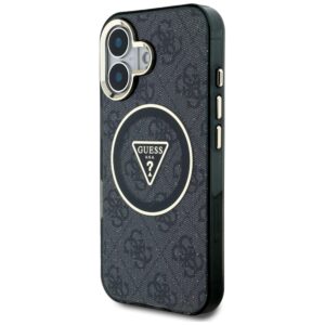Dėklas Guess IML Metal Glitter 4G Circle Triangle MagSafe Apple iPhone 16 juodos spalvos - Image 2