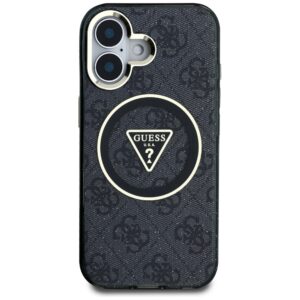 Dėklas Guess IML Metal Glitter 4G Circle Triangle MagSafe Apple iPhone 16 juodos spalvos - Image 3