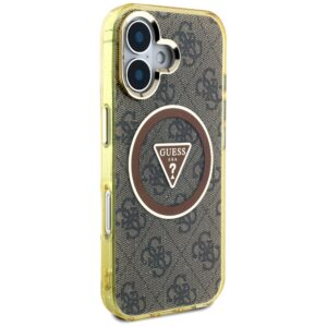 Dėklas Guess IML Metal Glitter 4G Circle Triangle MagSafe Apple iPhone 16 rudos spalvos - Image 4