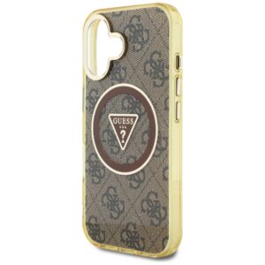 Dėklas Guess IML Metal Glitter 4G Circle Triangle MagSafe Apple iPhone 16 rudos spalvos - Image 6