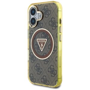 Dėklas Guess IML Metal Glitter 4G Circle Triangle MagSafe Apple iPhone 16 rudos spalvos - Image 2