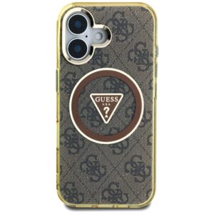 Dėklas Guess IML Metal Glitter 4G Circle Triangle MagSafe Apple iPhone 16 rudos spalvos - Image 3