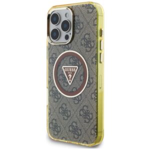 Dėklas Guess IML Metal Glitter 4G Circle Triangle MagSafe Apple iPhone 16 Pro Max rudos spalvos - Image 2