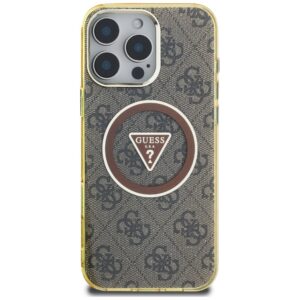 Dėklas Guess IML Metal Glitter 4G Circle Triangle MagSafe Apple iPhone 16 Pro Max rudos spalvos - Image 3