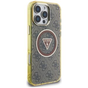 Dėklas Guess IML Metal Glitter 4G Circle Triangle MagSafe Apple iPhone 16 Pro Max rudos spalvos - Image 4