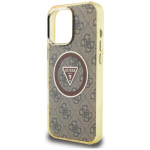 Dėklas Guess IML Metal Glitter 4G Circle Triangle MagSafe Apple iPhone 16 Pro Max rudos spalvos - Image 6