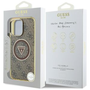 Dėklas Guess IML Metal Glitter 4G Circle Triangle MagSafe Apple iPhone 16 Pro Max rudos spalvos - Image 8