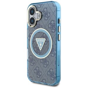 Dėklas Guess IML Metal Glitter 4G Circle Triangle MagSafe Apple iPhone 16 blue - Image 2