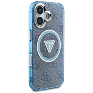 Dėklas Guess IML Metal Glitter 4G Circle Triangle MagSafe Apple iPhone 16 blue - Image 4