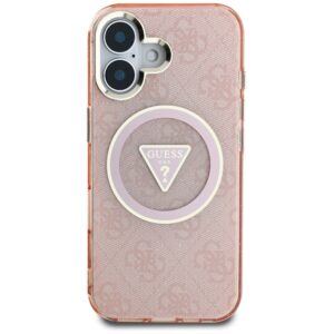 Dėklas Guess IML Metal Glitter 4G Circle Triangle MagSafe Apple iPhone 16 rožinės spalvos - Image 3