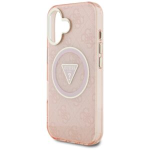Dėklas Guess IML Metal Glitter 4G Circle Triangle MagSafe Apple iPhone 16 rožinės spalvos - Image 6